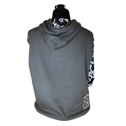 Rocket Donkey Hoodie Dark Grey Cow Print