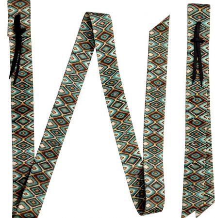 Teal Southwest Print Tie Strap/Off Billet Set