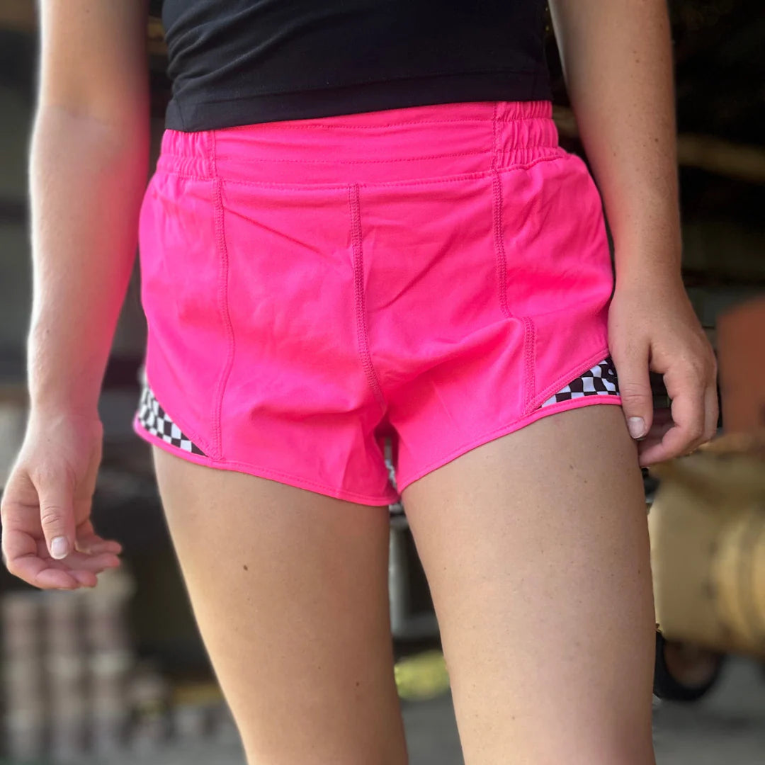 Rocket Donkey Pink Checkered Shorts
