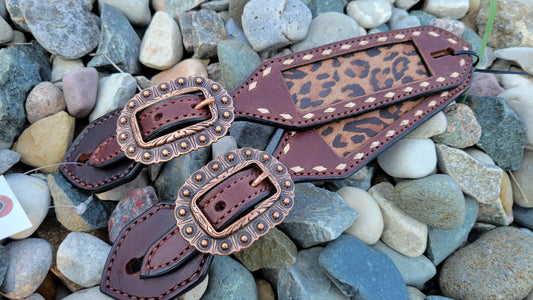 Cheetah Inlaid Belt Style Spur Straps
