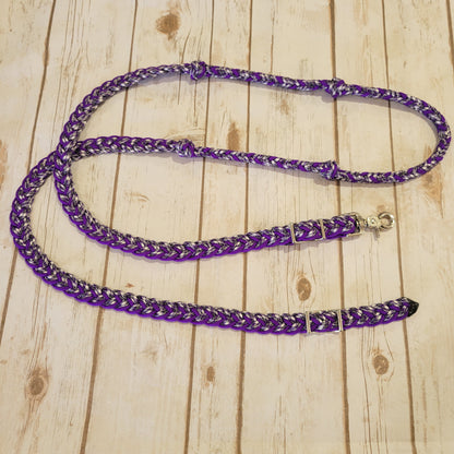 Purple Confetti Braided Barrel Rein