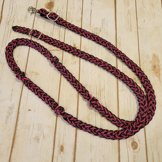 Bold Fuschia Braided Barrel Rein