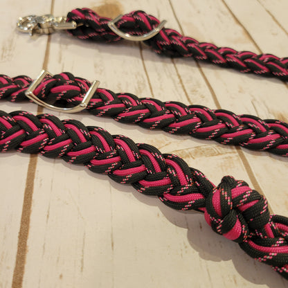 Bold Fuschia Braided Barrel Rein