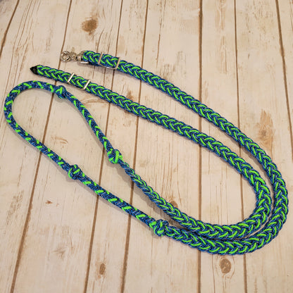 Sky Lime Braided Barrel Rein