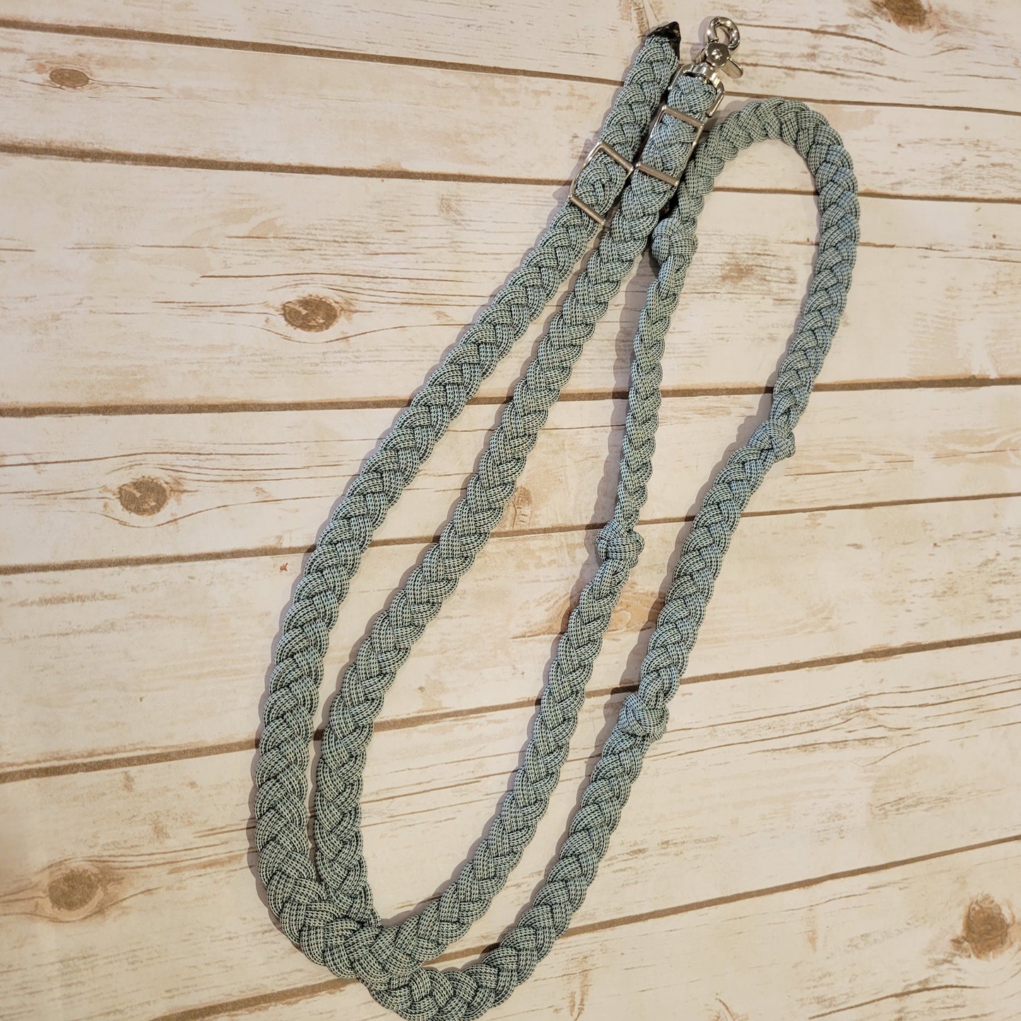 Brown/Sky Speckle Braided Barrel Rein