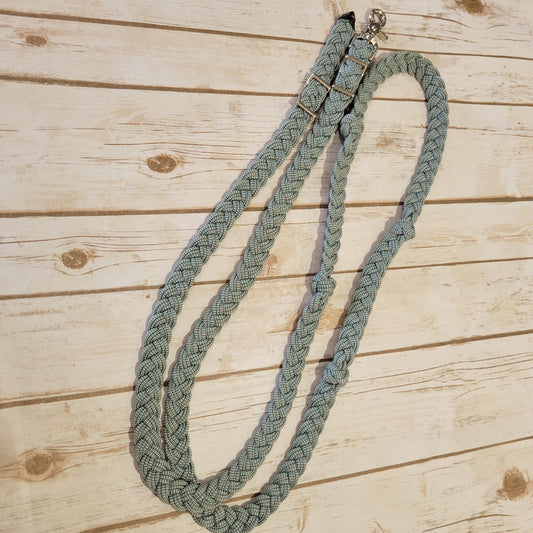 Brown/Sky Speckle Braided Barrel Rein