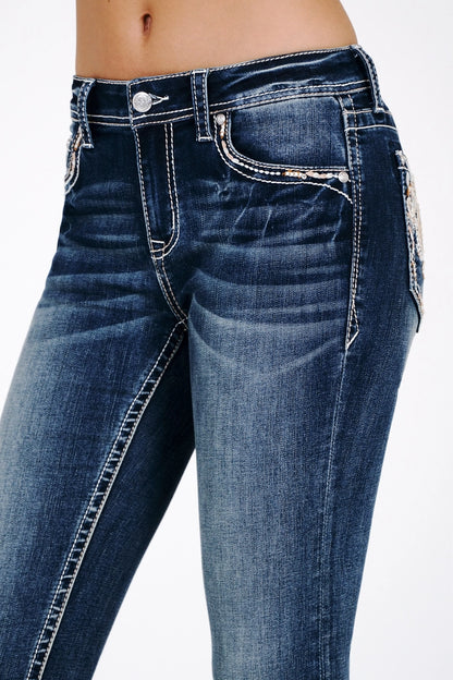 Grace In LA Steer Paisley Aztec Mid-Rise Boot Cut 34"