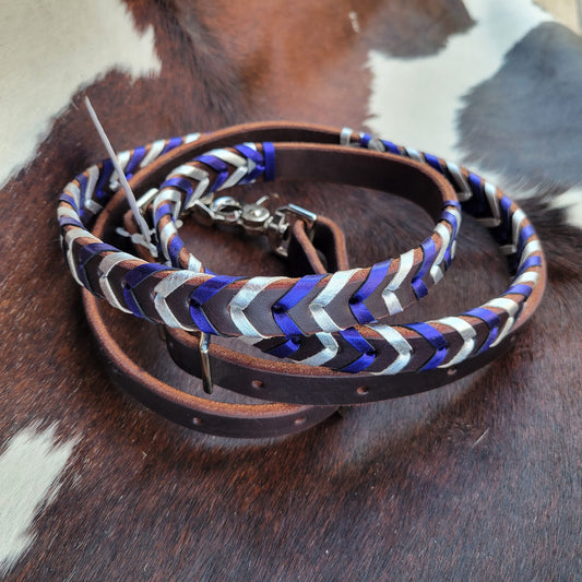 Chocolate Purple & Silver Metallic Laced Barrel Rein