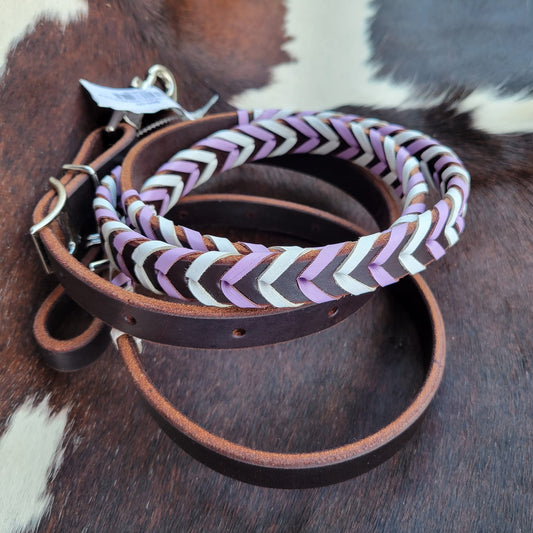 Chocolate White/Lavender Laced Barrel Rein