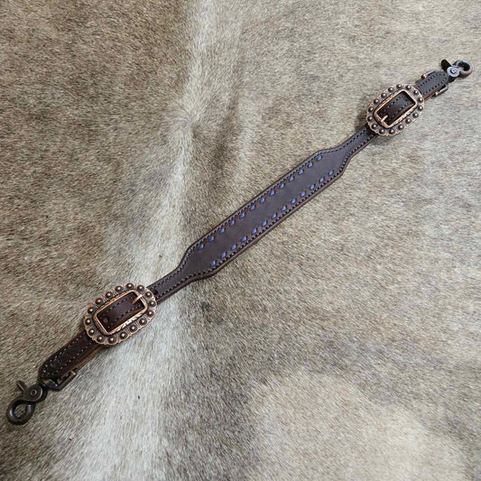 Dark Purple Buckstitched Wide Wither Strap