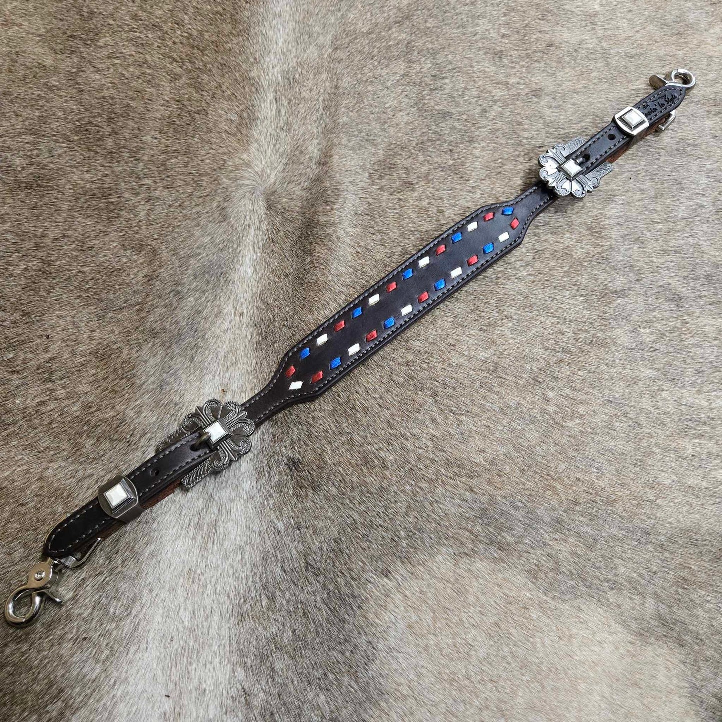 Red/White/Blue Buckstitched Wide Wither Strap