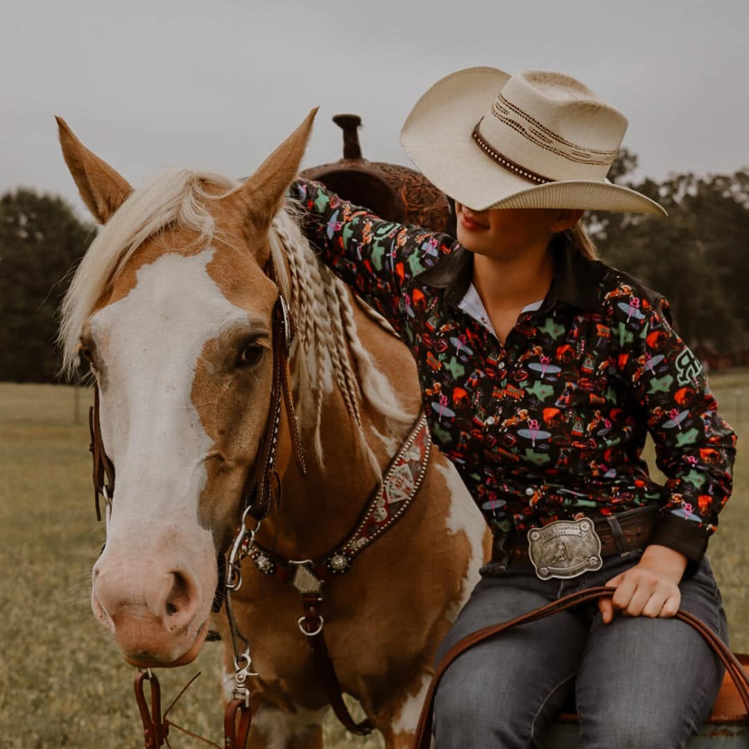 Rocket Donkey Neon Cowgirl Rodeo Shirt