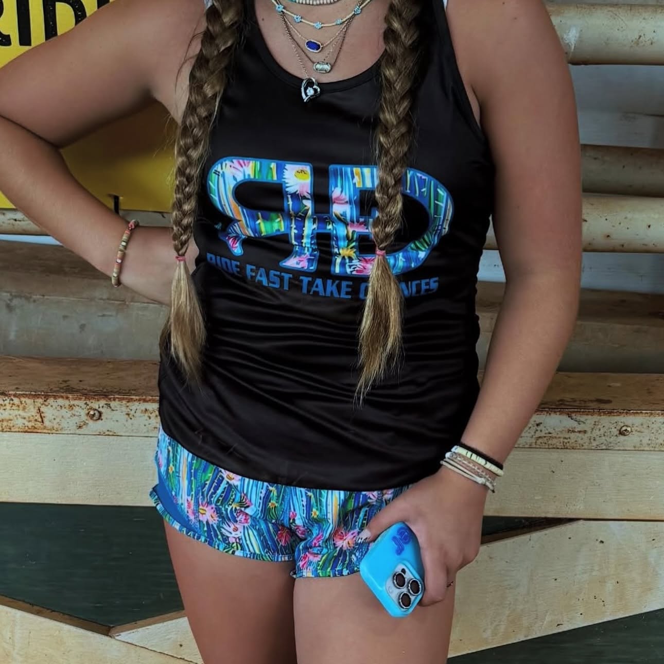 Rocket Donkey Teal Cactus Shorts