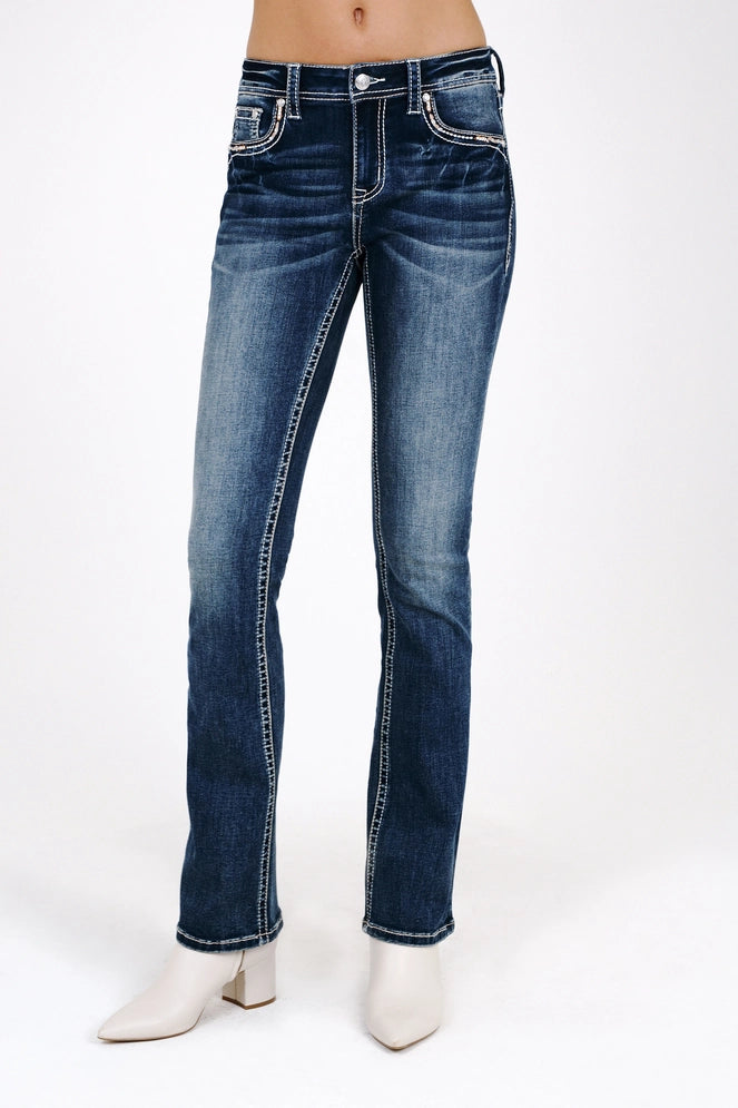 Grace In LA Steer Paisley Aztec Mid-Rise Boot Cut 34"