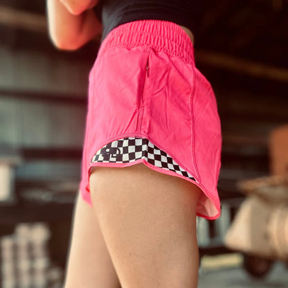 Rocket Donkey Pink Checkered Shorts