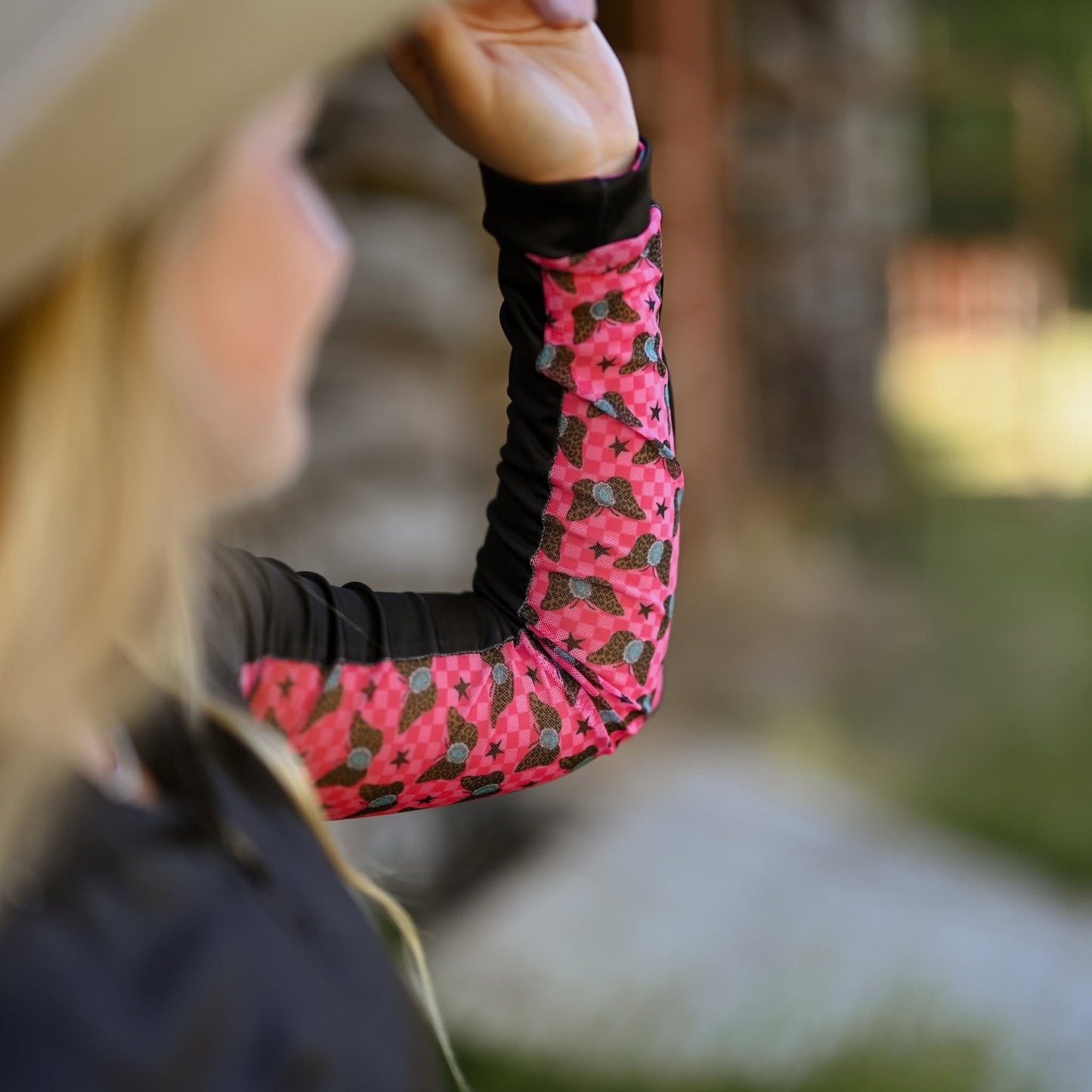Rocket Donkey Pink Checkered Butterfly Sun Shirt