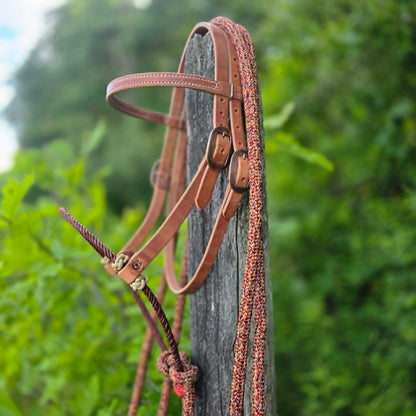 Natural & Burgundy Loping Hackamore