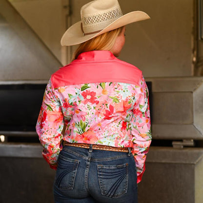 Rocket Donkey Pink Floral Rodeo Shirt