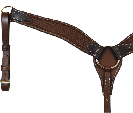 2-1/2" Basketweave Latigo Overlay Heavy Oiled Breast Collar