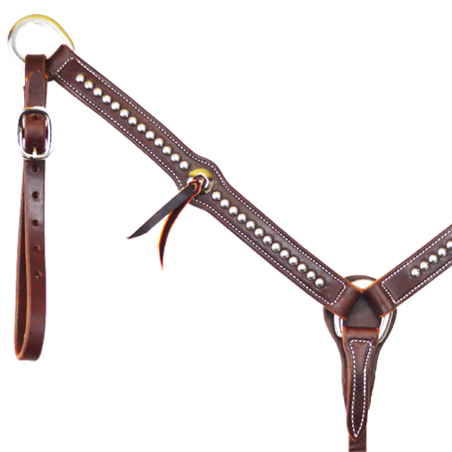 Heavy Oiled 1-1/4" Large Dot Breast Collar with Concho