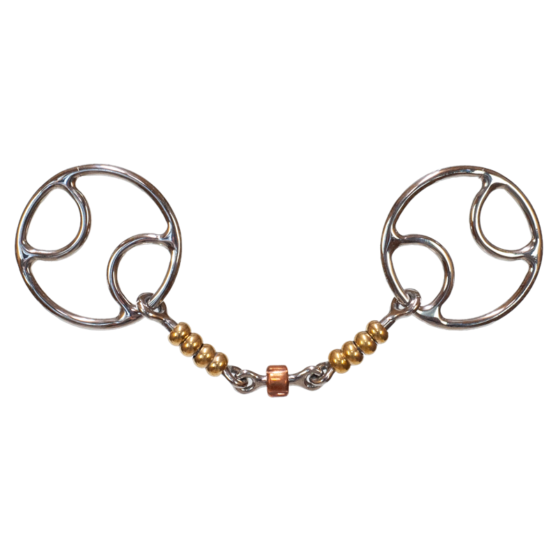 Tyler Copper Beaded Dog Bone Locked O-Ring Snaffle Bit
