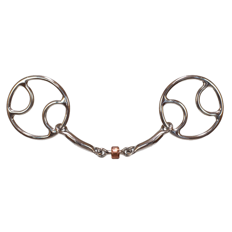 Tyler Copper Roller Dog Bone Locked O-Ring Snaffle Bit