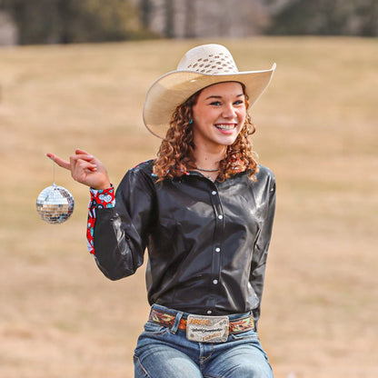 Rocket Donkey Black Shiny Rodeo Shirt