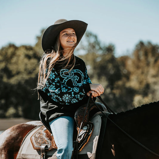 Rocket Donkey Hoodie Black Turquoise