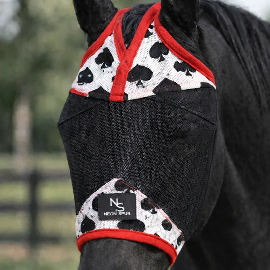 Neon Spur Smokin Spades Red/Black Mesh Fly Mask