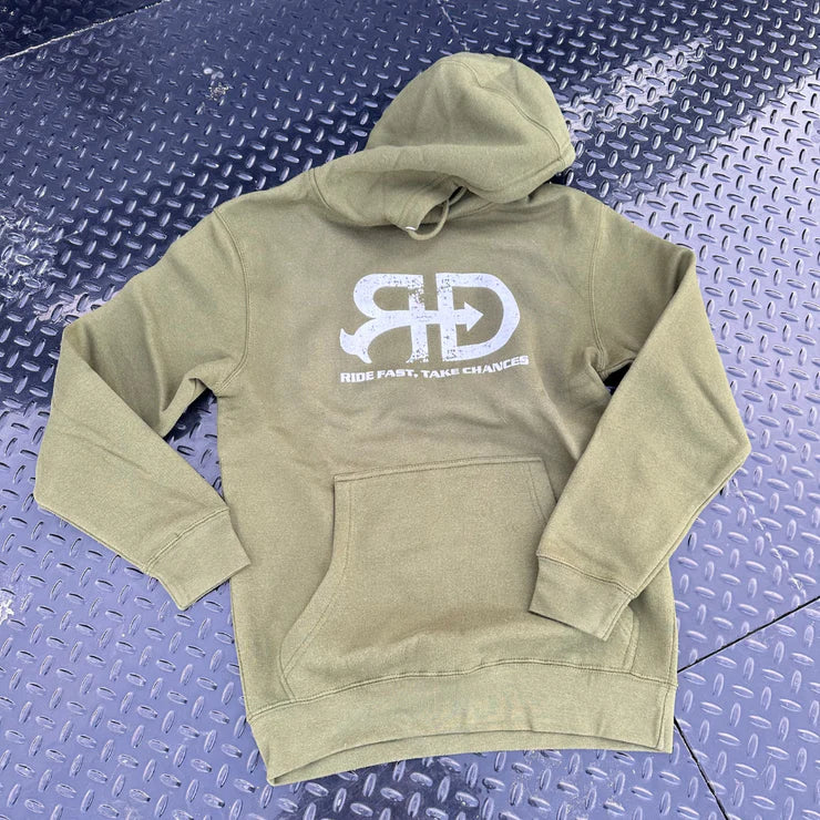 Rocket Donkey Army Green Cotton Hoodie