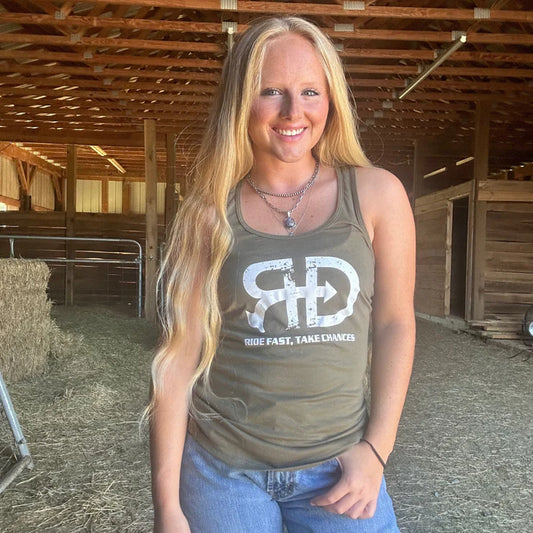 Rocket Donkey Army Green Cotton Tank Top