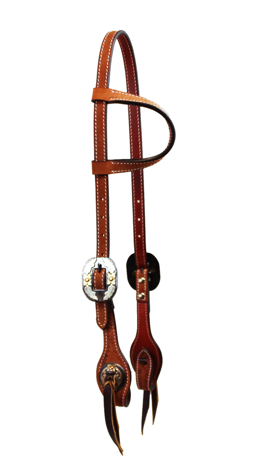Roughout One Ear Headstall with Diamond Floral Buckles