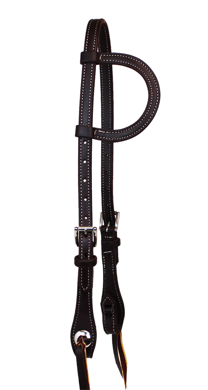 Roller Buckle One Ear Headstall with Concho Tie Ends