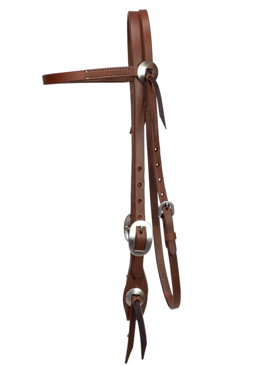 Double Buckle Browband Headstall w/ Stainless Steel buckles and Concho Ties