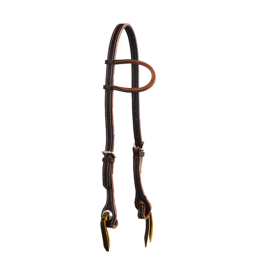 Doubled & Stitched Dark Oil Slip Ear Headstall