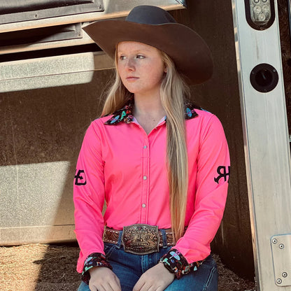 Rocket Donkey Pink Neon Cowgirl Rodeo Shirt