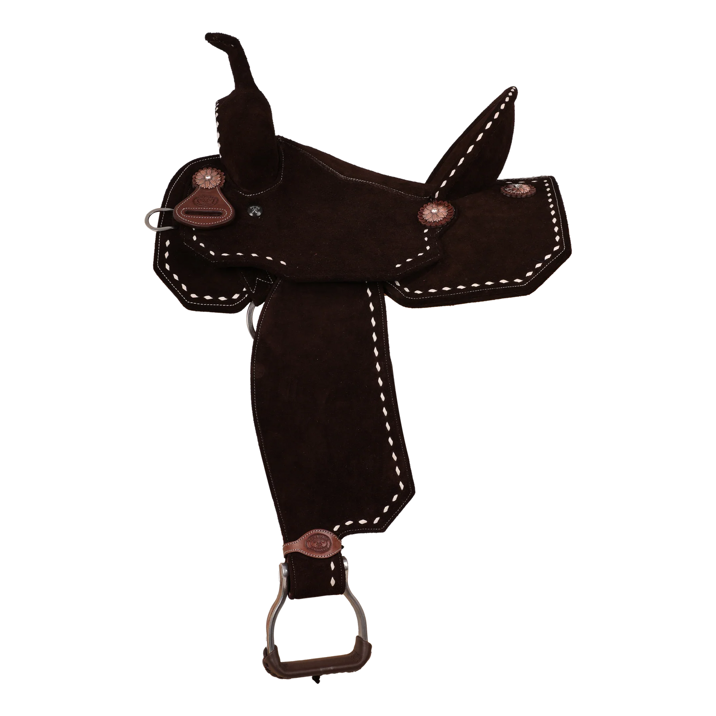 14.5" Tomahawk  Brown Suede Lightweight Buckstitch Barrel Saddle