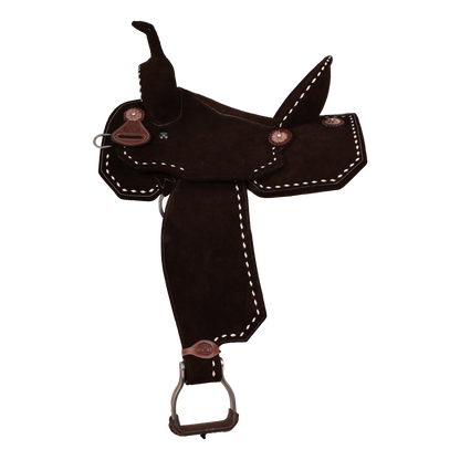 14.5" Tomahawk  Brown Suede Lightweight Buckstitch Barrel Saddle