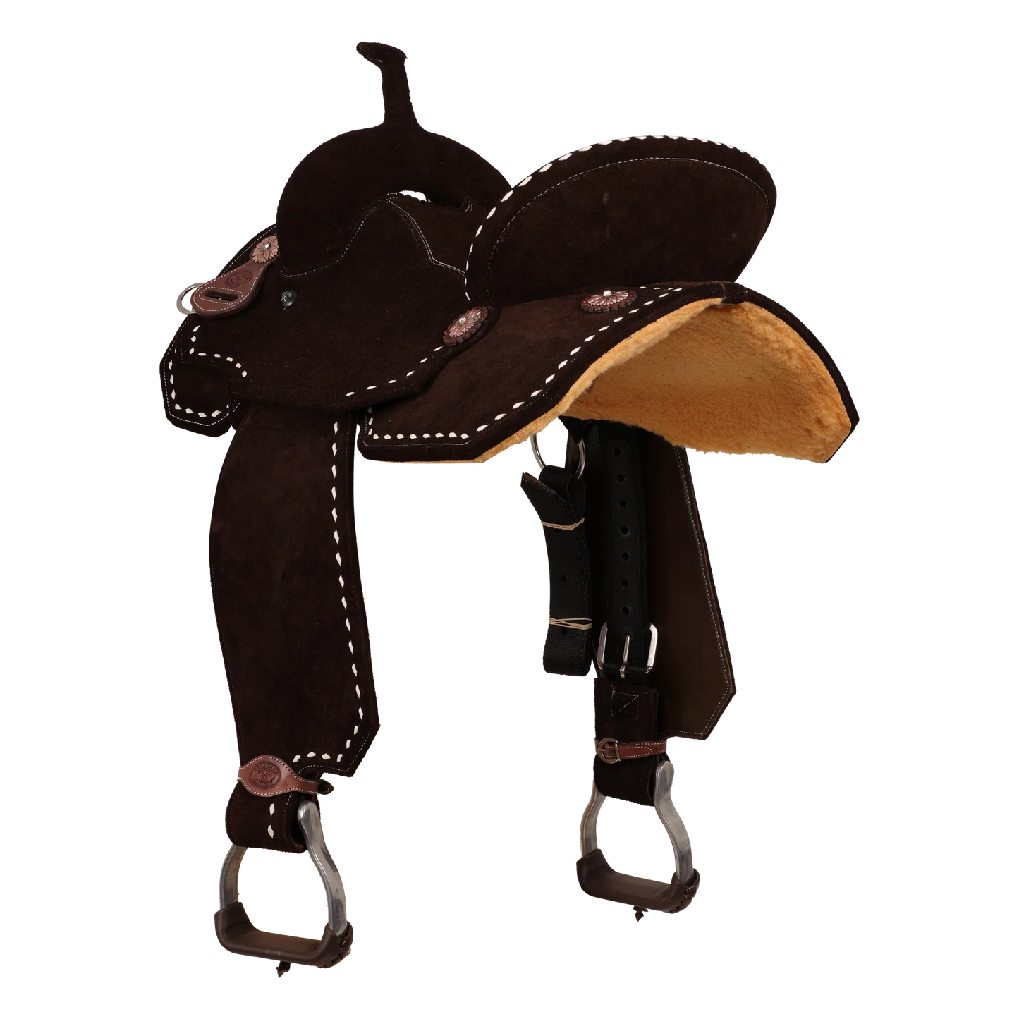 14.5" Tomahawk  Brown Suede Lightweight Buckstitch Barrel Saddle