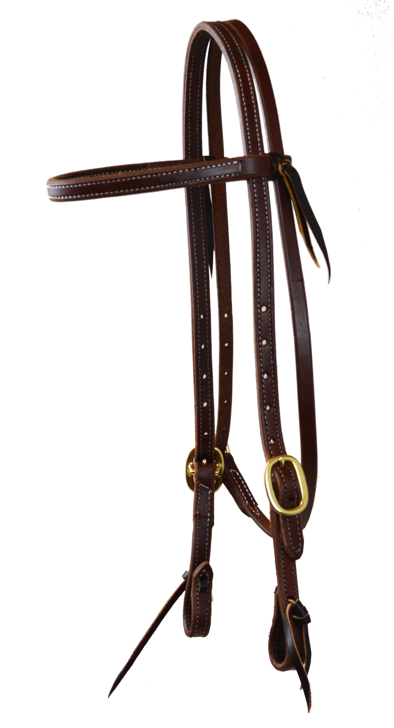 Jerry Beagley Tie End Doubled & Stitched Browband Headstall