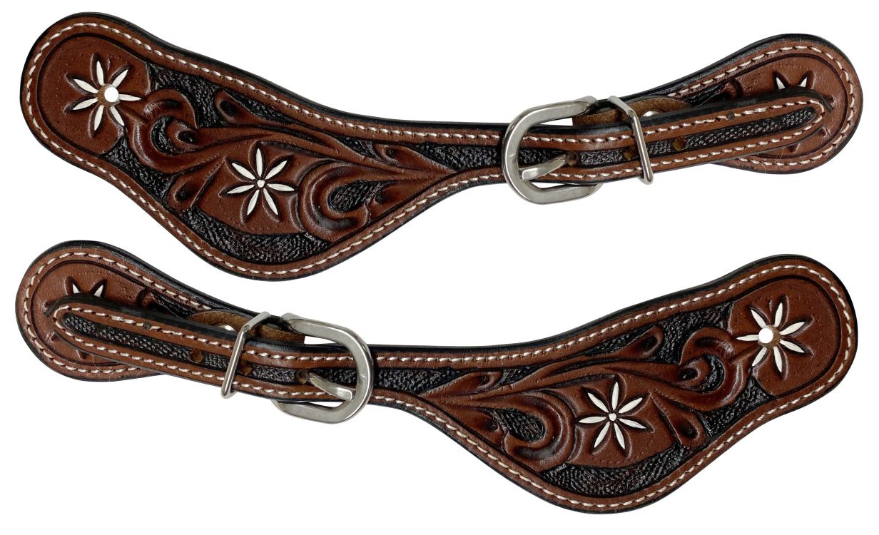 Showman Ladies Size Argentina Cow Leather Dark Oil Spur Straps