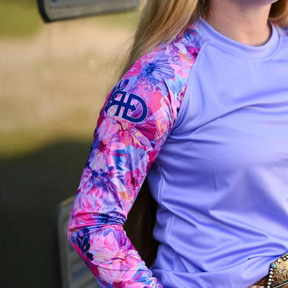 Rocket Donkey Purple Floral Long Sleeve Compression Shirt