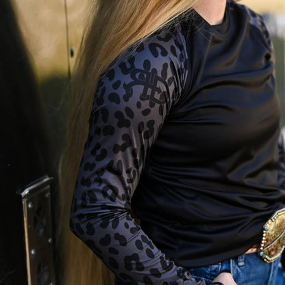 Rocket Donkey Black Cheetah Long Sleeve Compression Shirt