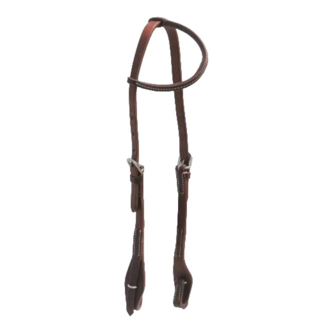 Showman Harness Leather Quick Change Bit Loops One Ear Headstall