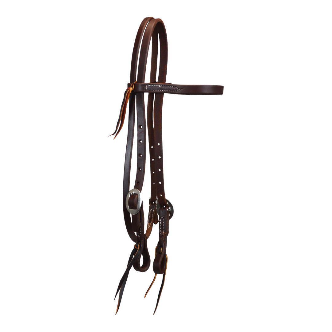 Double Stainless Steel Buckle Browband Headstall With Tie Ends