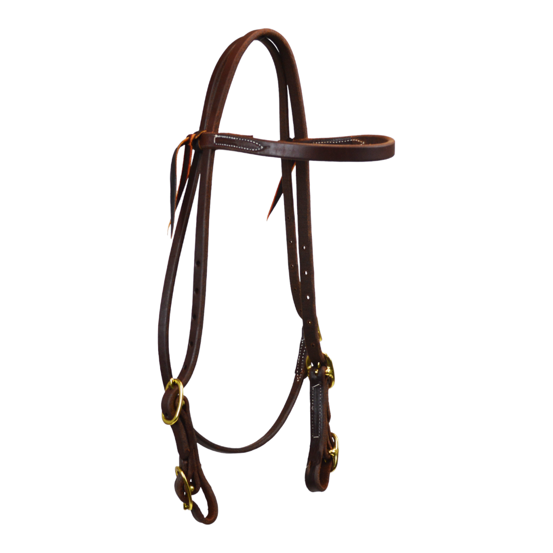 Double Buckle Browband Headstall With Buckle Ends