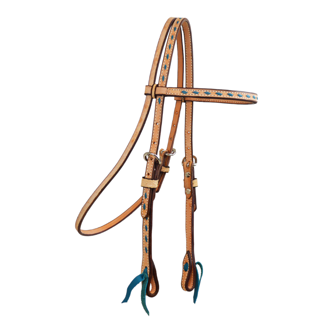 Turquoise Buckstitch Natural Browband Headstall