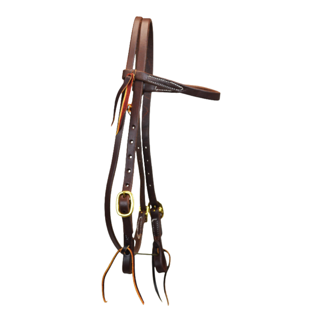 Double Buckle Browband Headstall With Tie Ends