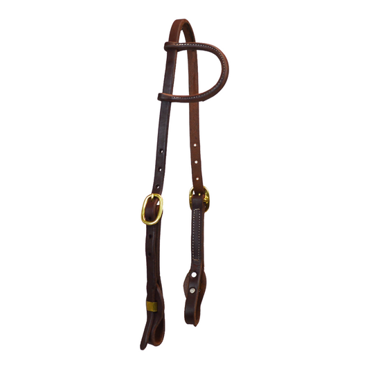 Heavy Oiled Double Buckle One Ear Headstall With Quick Change Ends