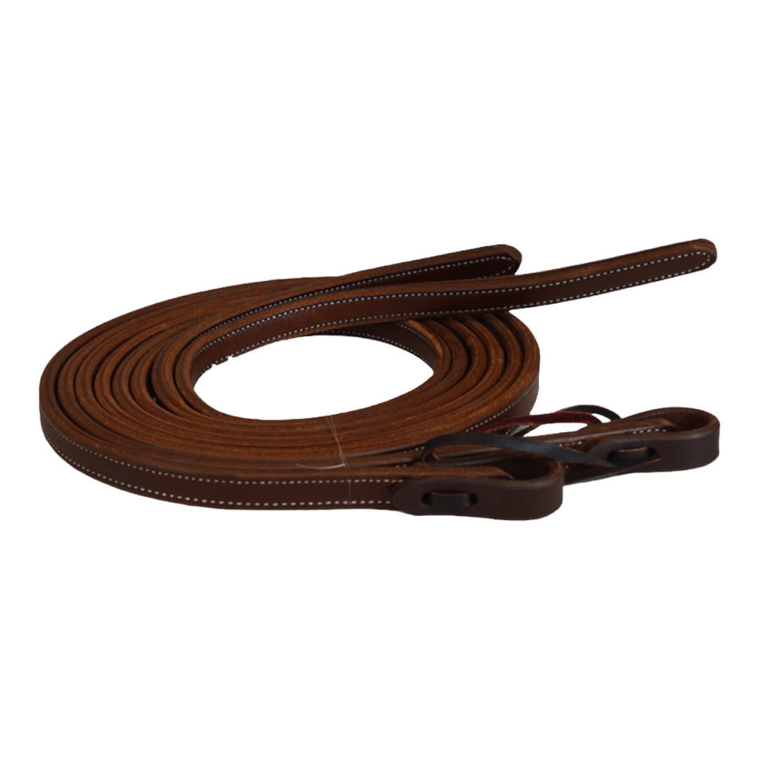 5/8" Doubled & Stitched Oiled Harness Leather Split Reins